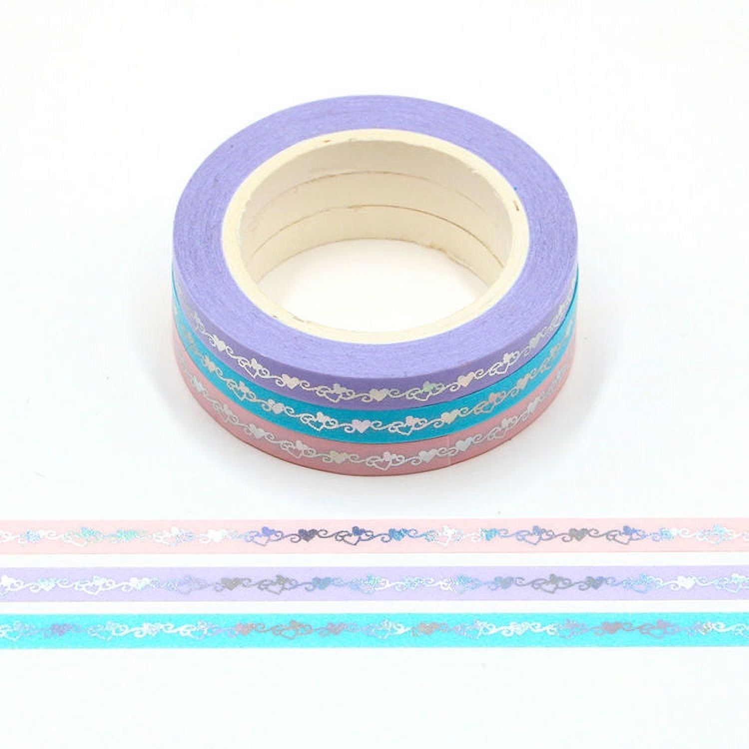 Skinny 5mm Non Shed Mini Glitter Washi Tape 6 Rolls of Multi Colours