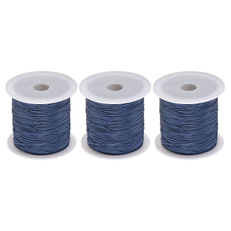 3 Rolls Nylon Beading Thread Knotting Cord 0.6mm 50 Yards Braided Nylon  Crafting Satin String, Dark Blue 