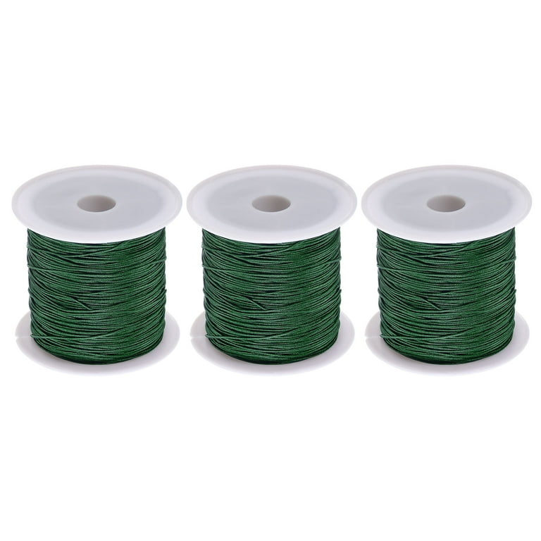 3 Rolls Nylon Beading Thread Knotting Cord 0.6mm 50 Yards Braided Nylon  Crafting Satin String, Dark Green 