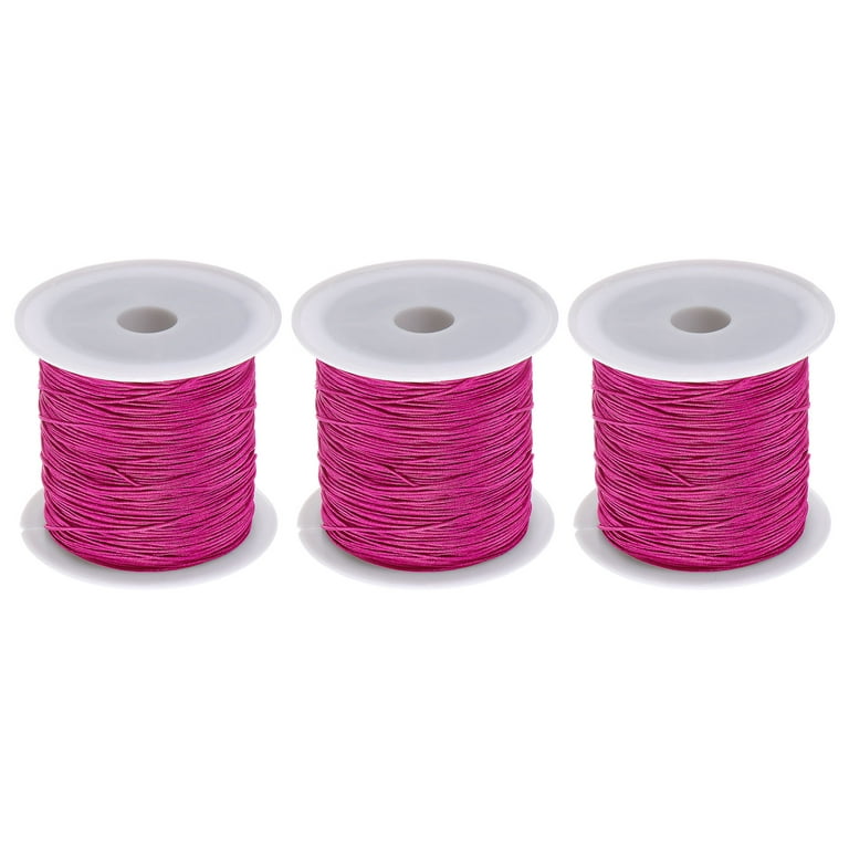 3 Rolls Nylon Beading Thread Knotting Cord 0.6mm 50 Yards Braided Nylon  Crafting Satin String, Rose Red