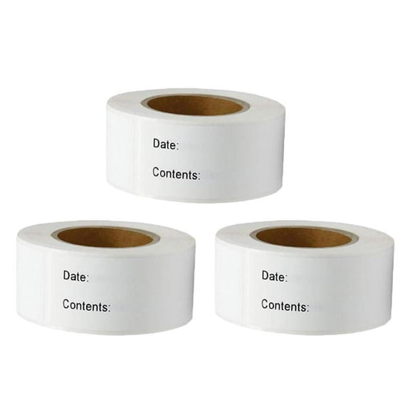 3 Rolls Of 375pcs Freezer Labels On Roll Self-adhesive Household Labels Date Labels
