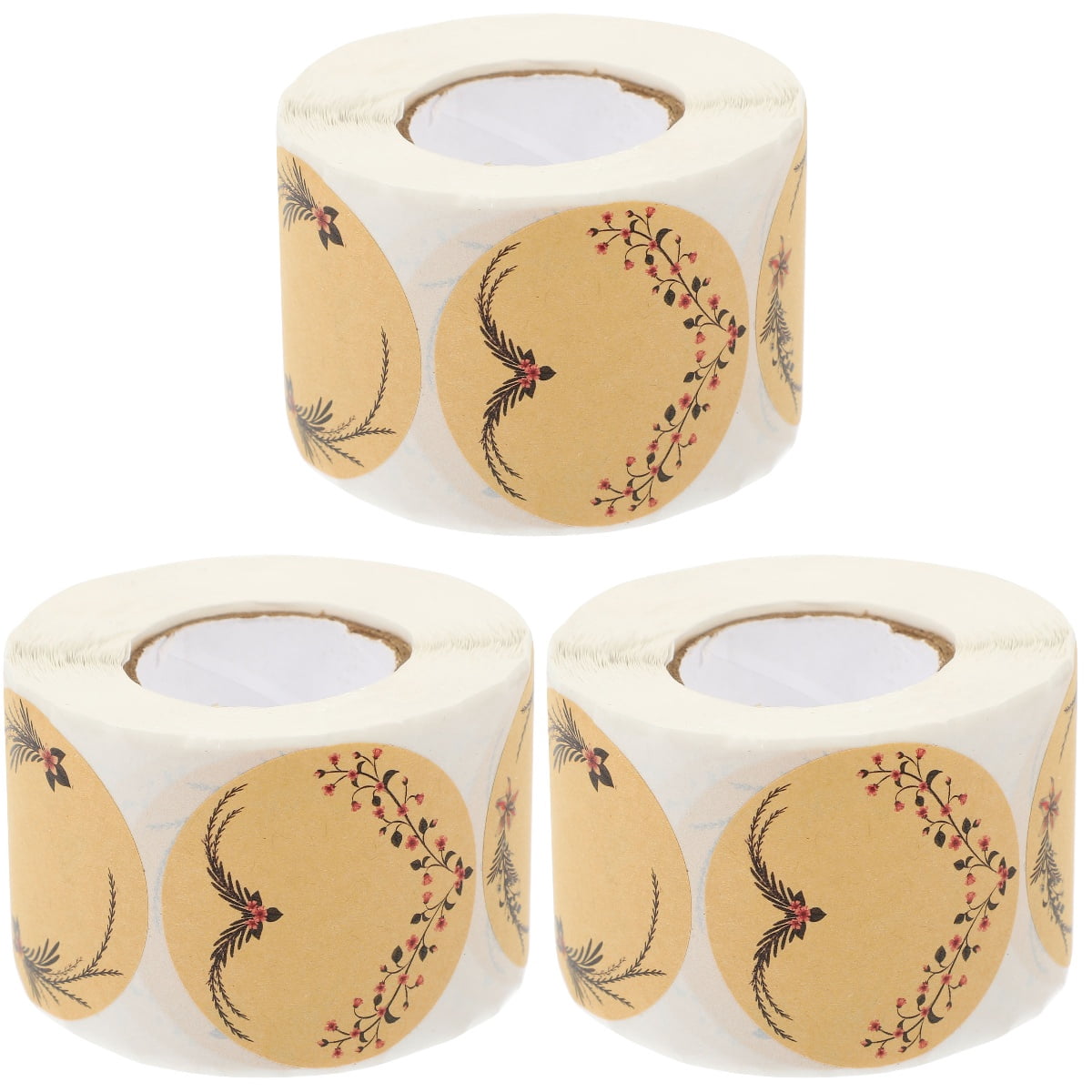 3 Rolls Of Kraft Paper Round Stickers Delicate Sealing Stickers Label Stickers For Gift ...