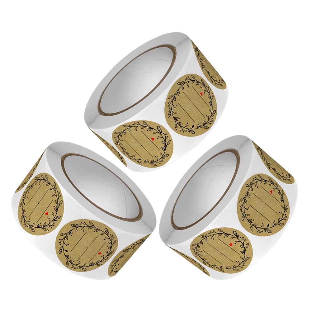 3 Rolls Of Sticker Labels Adhesive Round Labels Sealing Container ...