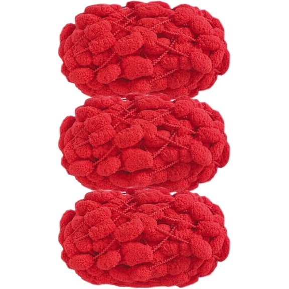 3 Rolls  POM-POM Ball Yarn,100% Polyester Jelly Bean POM-POM Ball Yarn for Crochet Knitting Handcraft Mat Pet Nest 450g