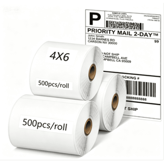 [3 Rolls]Phomemo 46 Inch Direct Thermal Shipping Labels, 500 Sheets/Roll, Permanent Adhesive Mailing Postage Labels for Thermal Printers, Ideal for Shipping Packages