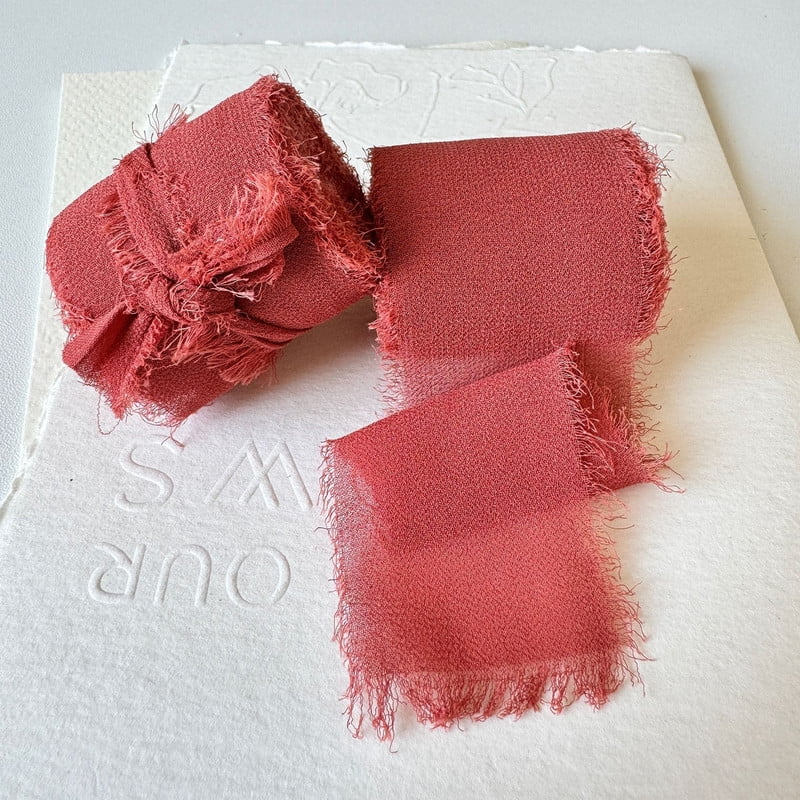 Pink Ribbon Ba 3 Rolls Pink Handmade Valentines Chiffon Silk Ribbon Fringe, 1.5