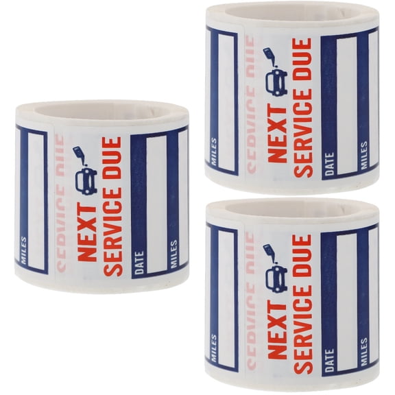 3 Rolls Portable Auto Stickers Maintenance Labels Service Due Car Decals for Cars Blue