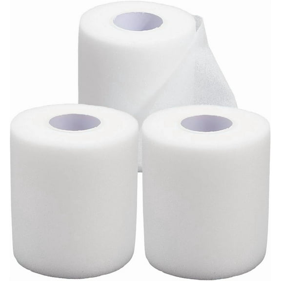 3 Rolls Pre Wrap Athletic Tape White Prewrap Sports Tape 10.9 Yards Headbands DIY for Hair Soccer Basketball Climbing Swimming Foam Underwrap Sport Pre-Wrap DIY for Ankles Wrist Knees Foot 10M