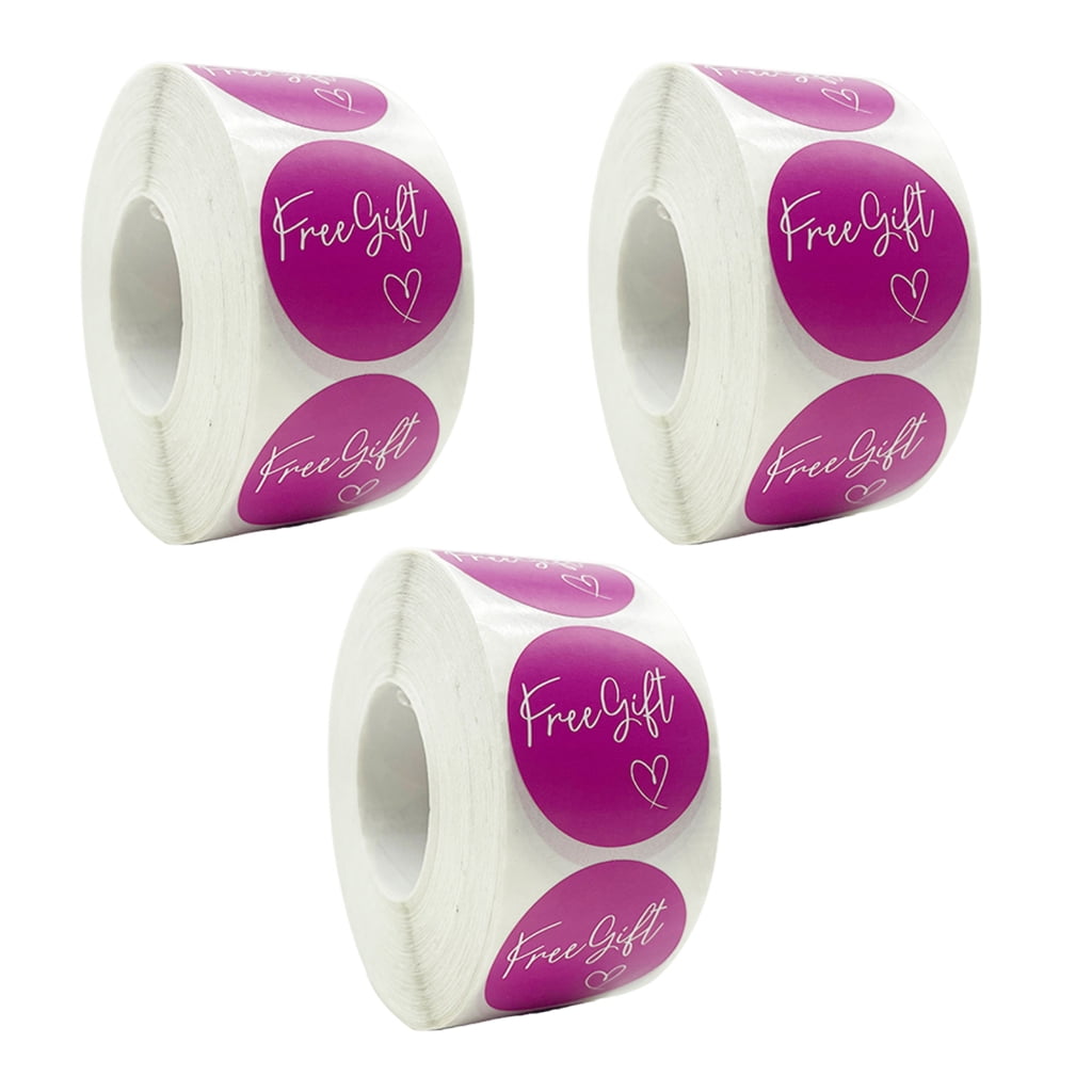 Self Sticker Roll 3 Rolls Round Sticker Frees Gift Sticker Self-Adhesive Sticker Giveaway ...