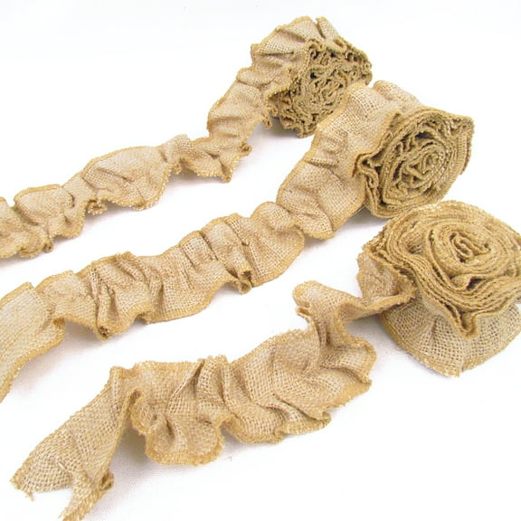 3 Rolls - Ruffled Burlap Bulletin Board Trim or Christmas Garland; each roll 2"x48" by JCS