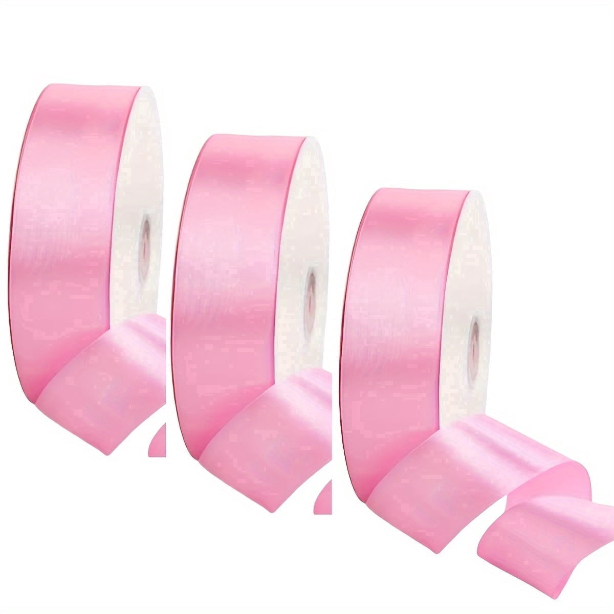 3 Rolls Satin Solid Ribbon for Crafts, 100 Yards Each,Pink, Rose Red, and Golden Yellow, Hot Pink Ribbon, Ribbon for Gift Wrapping, Flower Bouquets, Wedding & Party Decorations