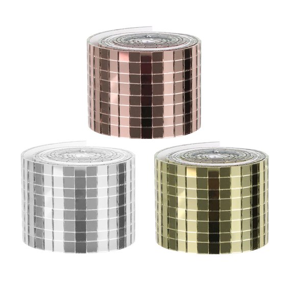 CIMAXIC Stick On Mirror Mini re Mirror Mosaic Sticker Silver 3 Rolls