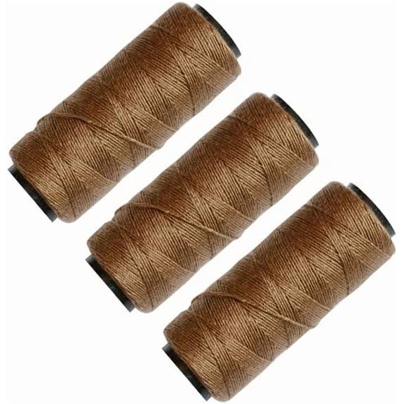 3 Rolls Sewing Threads Weaving Threads Using for Hand Sewing Hair Weft Hair Extensions Wig DIY (Khaki)