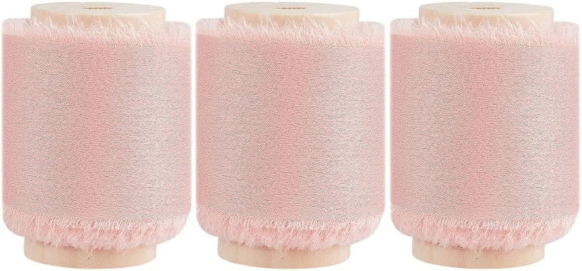 3 Rolls Silk Ribbon 1.5inch 5 Yard Pink Handmade Fringe Ribbons ...