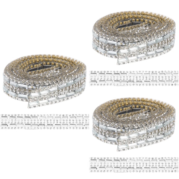 3 Rolls Velvet Glass Rhinestone Band Craft Decoration Bride 100.00X1.50X0.20CM