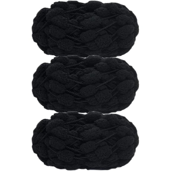 3 Rolls Yarn,100% Polyester Jelly Bean POM-POM Ball Yarn for Crochet Knitting Handcraft Mat Pet Nest 450g