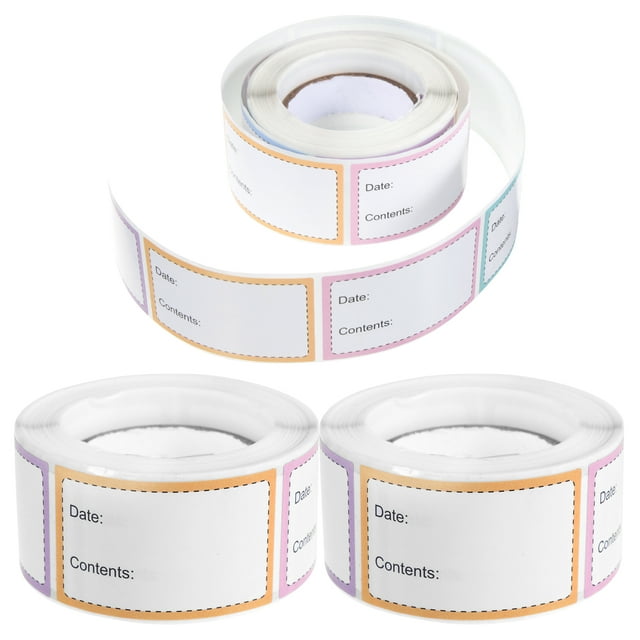 3 Rolls of Food Labels Stickers Food Container Labels Removable Food