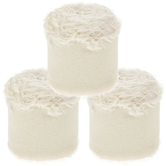 3 Rolls Decorative Fringe Ribbons for Wedding Bouquets, Crafting Ribbon for Floral Arrangements and Wrapping