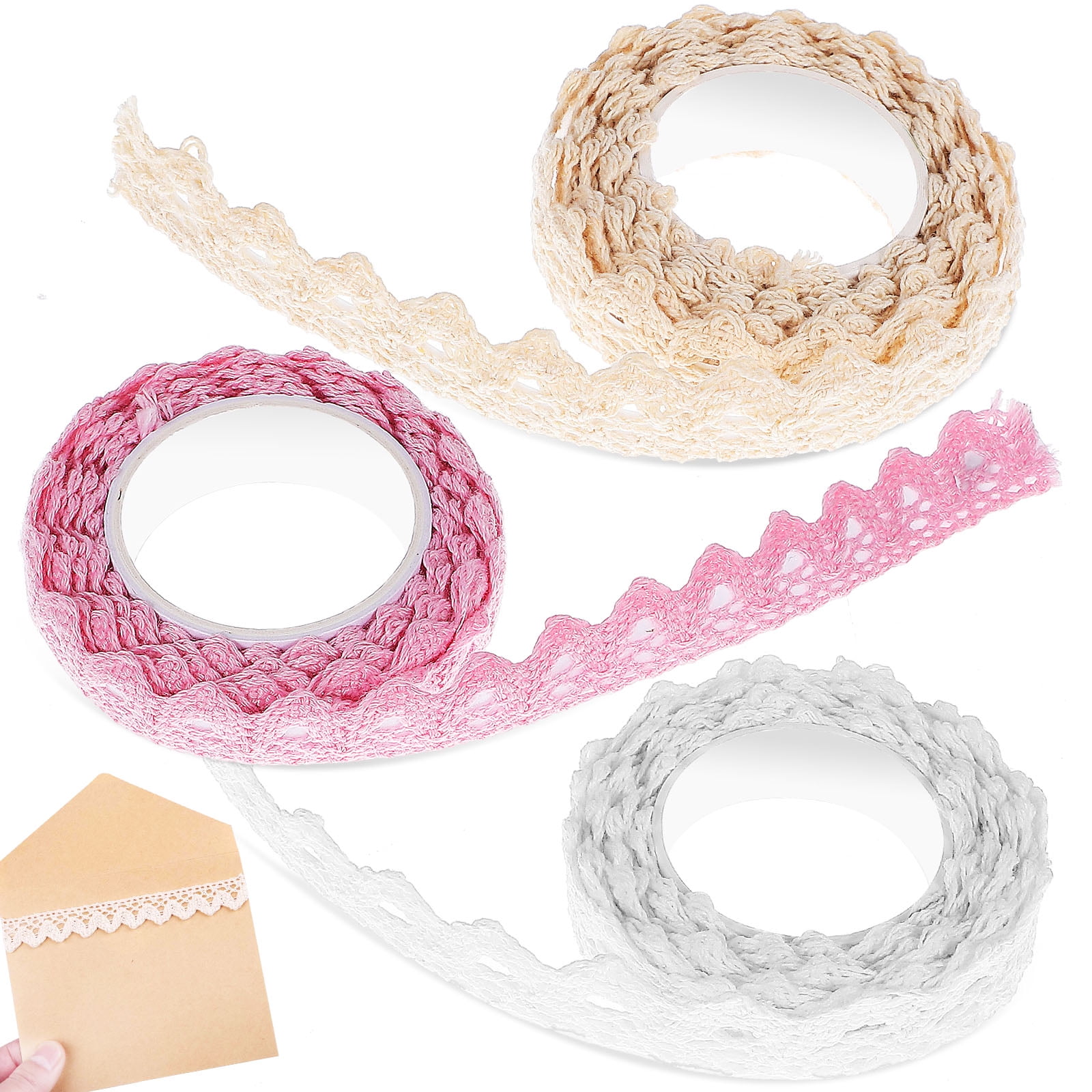 3 Rolls of Lace Tapes SelfAdhesive Crochet Lace Tapes Clothing Decor