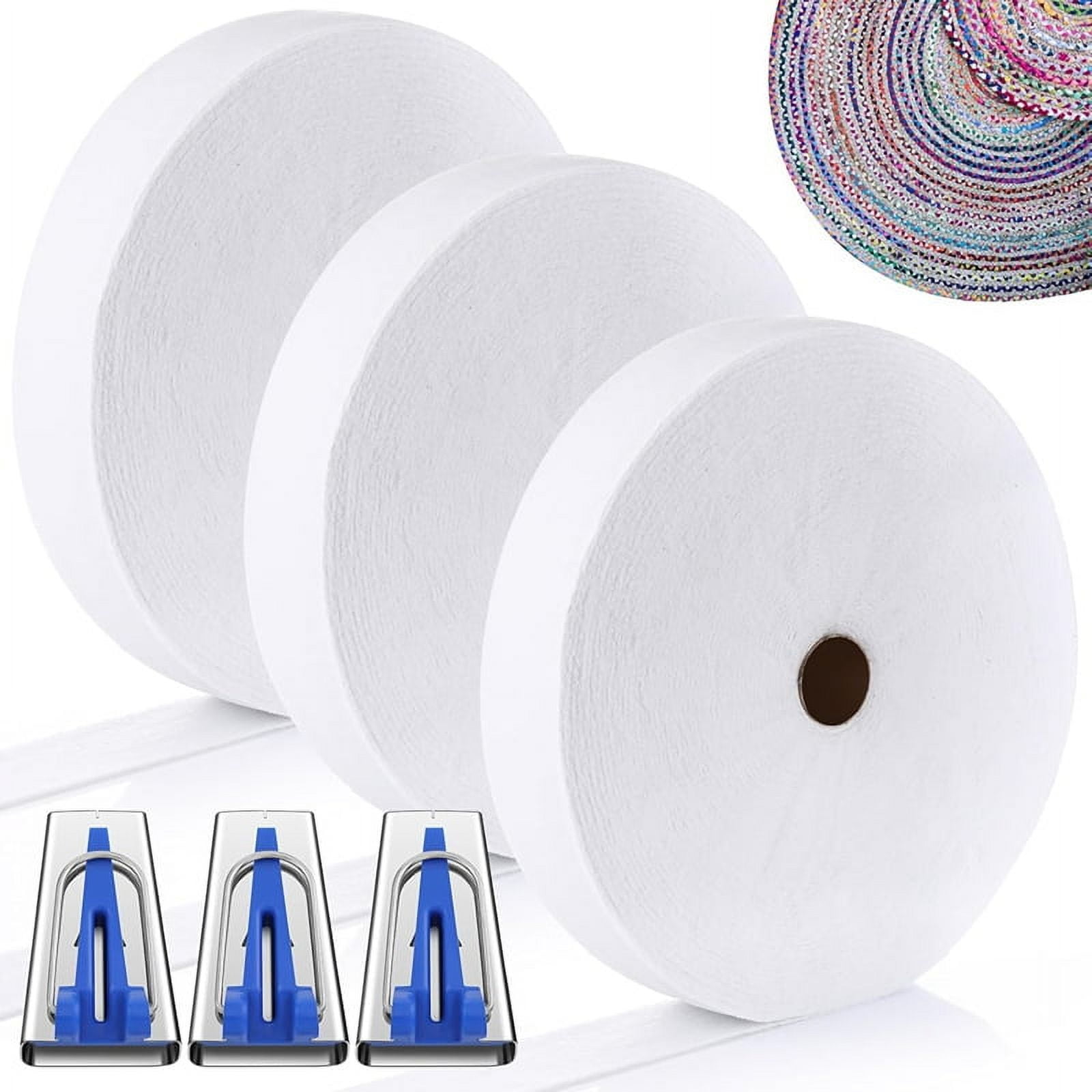 3 Roll 75/150/230/300 Yard Cotton Blend Batting on A Roll for QuiltsNeedle Punched Cotton Batting for Rug Purse Braided