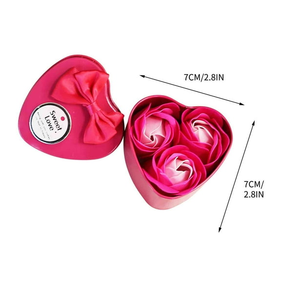 3 Roses Soap Flower Tin Box Valentines Day Gift New Artificial Flowers for Outdoors, Pinks