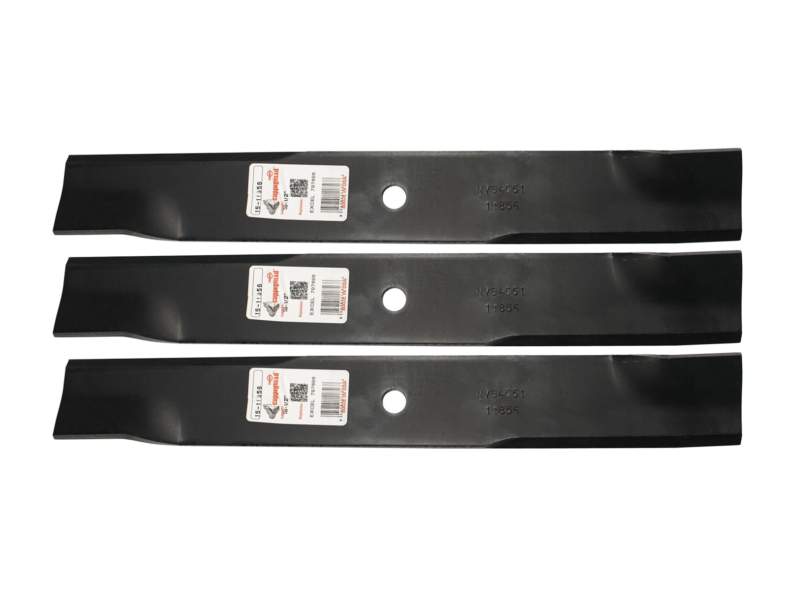 Set of 3 Heavy Duty Mower Blades fits Hustler 54