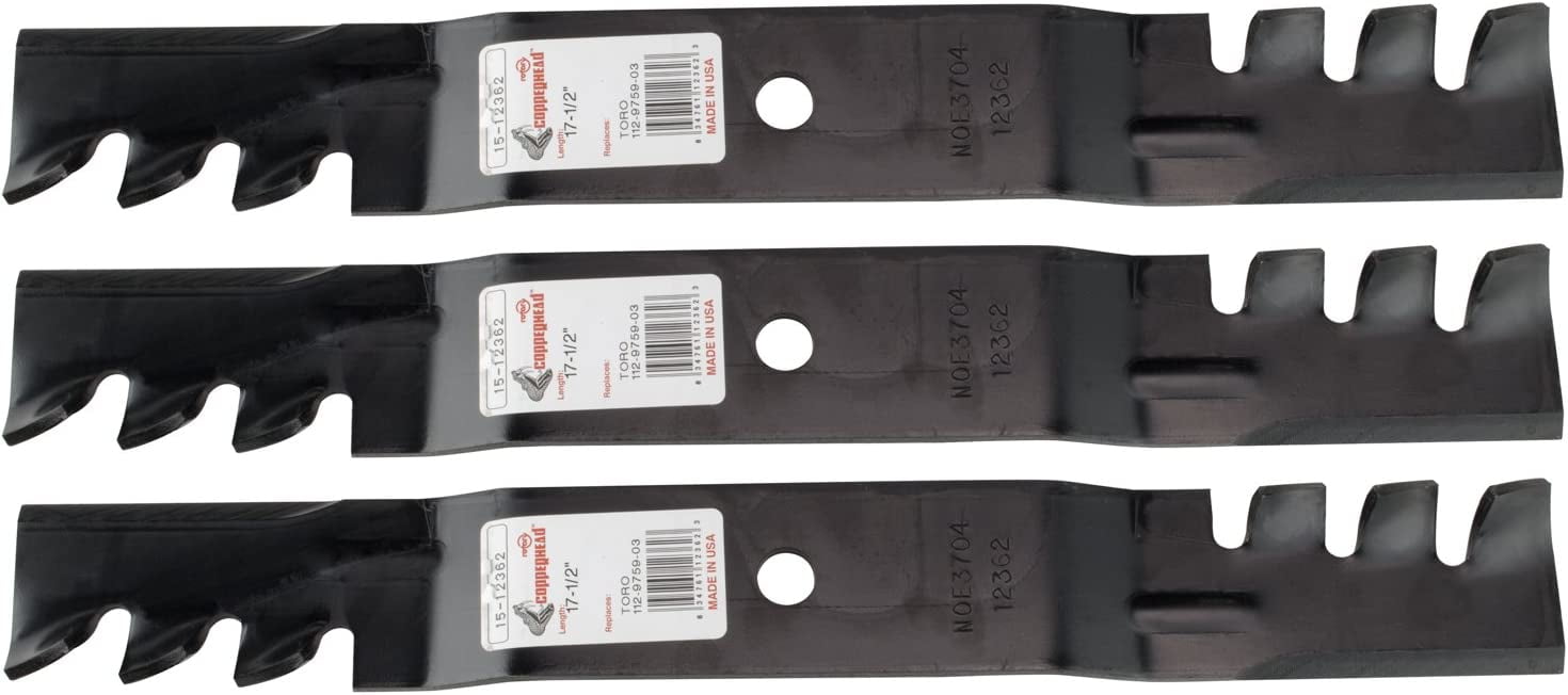 3 Rotary Copperhead Toothed Mulching Mower Blades Fit Toro Timecutter Z