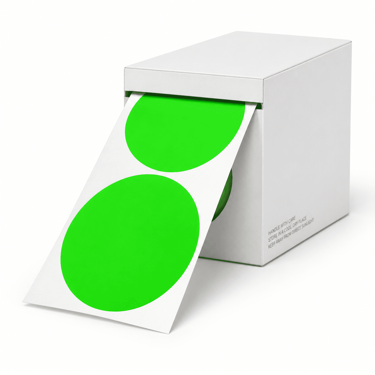 3" Round Fluorescent Green Permanent Color-code Dot Sticker Labels, 1 ...