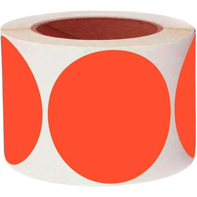 3" Round Fluorescent Red Orange Color Coding Dot Labels Target Repair