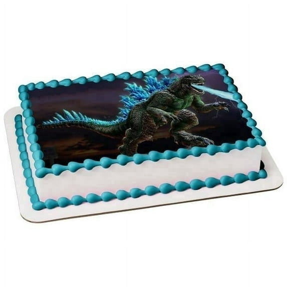 Blue Godzilla Breathing Ice Lightening Edible Image Cake, Cupcake & Cookie Toppers, by TNCT (6 Count)