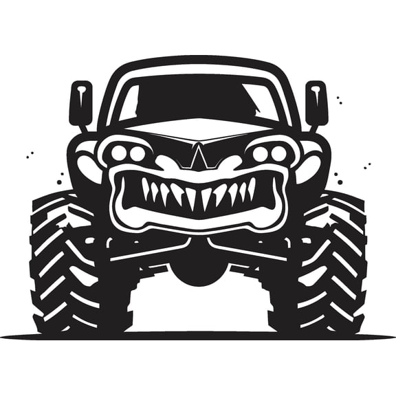 Cartoon Black Monster Wheels Truck Silhouette Edible Image Cake,Cupcake & Cookie Toppers, by TNCT (6 Count)