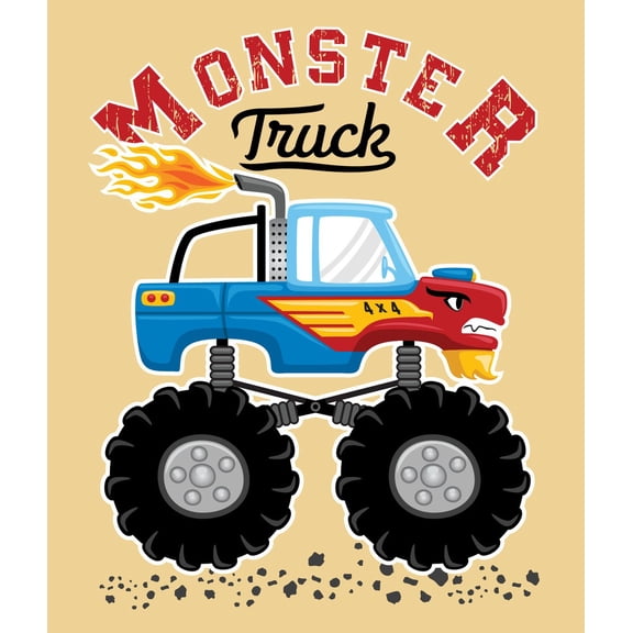 3" Round Pre-Cut Cartoon Blue Monster Truck Driving Themed Birthday Photo Edible Image Cake,Cupcake & Cookie Toppers (6 Per Sheet)