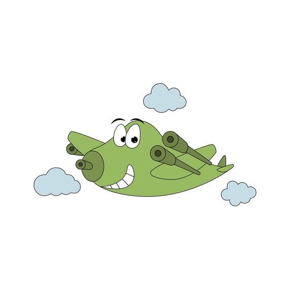 Cartoon Green Airplane Edible Image Cake,Cupcake & Cookie Toppers, by TNCT (6 Count)