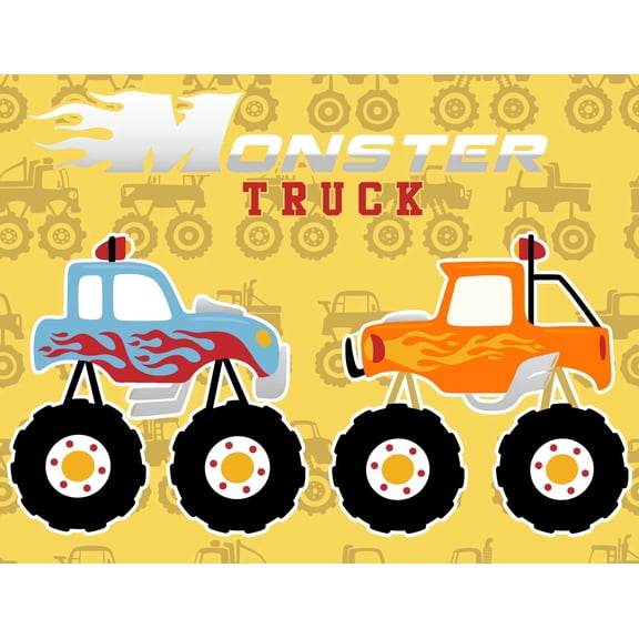 Cartoon Monster Truck Edible Image Cake, Cupcake & Cookie Toppers, by TNCT (6 Count)