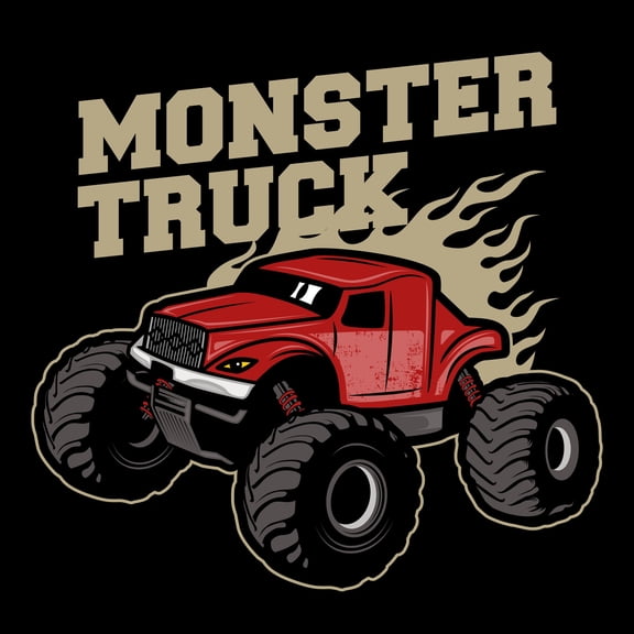 3" Round Pre-Cut Red Monster Truck With Black Background Photo Edible Image Cake,Cupcake & Cookie Toppers (6 Per Sheet)