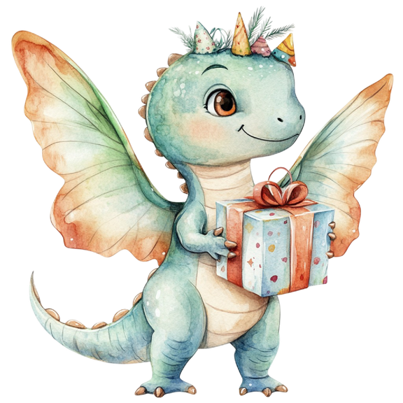 Watercolor Baby Green Dinosaur Photo Edible Image Cake,Cupcake & Cookie Toppers, by TNCT (6 Count)