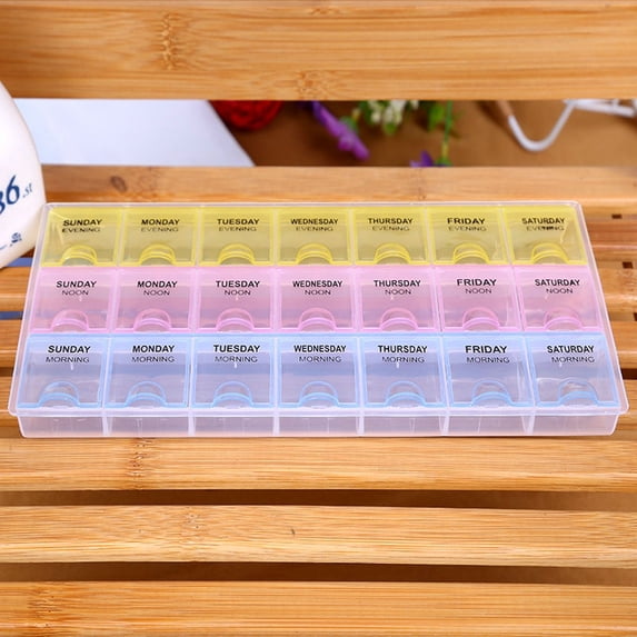 3 Row 21 Compartments Pill Organizer – Weekly AM/PM Pill Case for Medication & Vitamin Storage