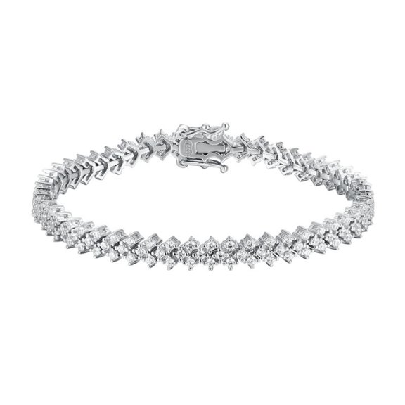 3 Row Moissanite Tennis Bracelet 18K White Gold Plated 925 Sterling Silver Mens Bracelet D Color VVS1 Clarity Diamond Tennis Bracelets for Women Jewelry 15-21CM 