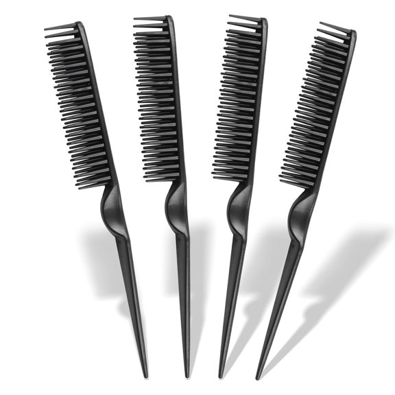3-Row Rat Tail Styling Comb Set (4PCS) Flexible Comb for Detangling, Defining Curls, and Sectioning Hair