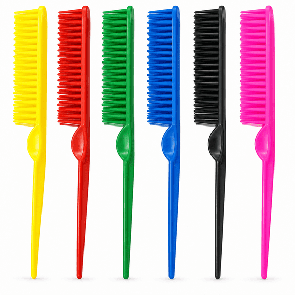 3 Row Styling Comb 6 PCS,Curl Comb for Detangling Defining Separating Natural Curly Coily Hair Types 3 4 with Sturdy Flexible Plastic Teeth