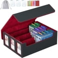 thumbnail image 1 of 3-Row Trading Card Storage Box, Bulk Cards Case for 2400+ Mtg tcg Magic Playing Game Card Organizer, Commander Deck Box with 3 Supports & 24 Dividers, 1 of 12