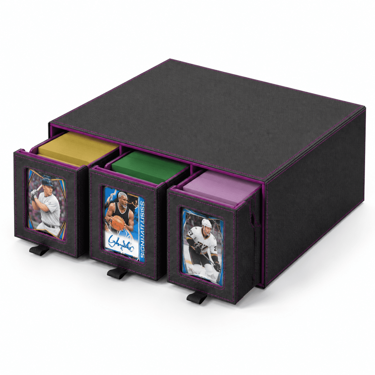 3-Row Trading Card Storage Box, Purple, Holds 2500+ Standard Cards ...