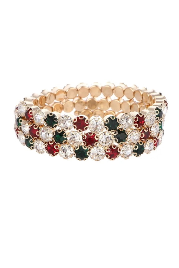 3 Row Wrap Bracelet Multi Color Inlaid Shiny Rhinestones Women Fashion Jewelry Charm Bangle Bracelet