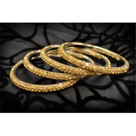 3 Rows Rhinestone Bangle, Gold