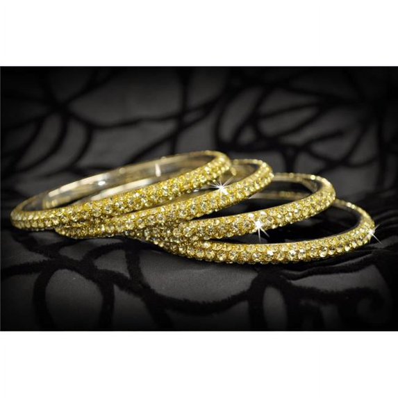 3 Rows Rhinestone Bangle, Lemon