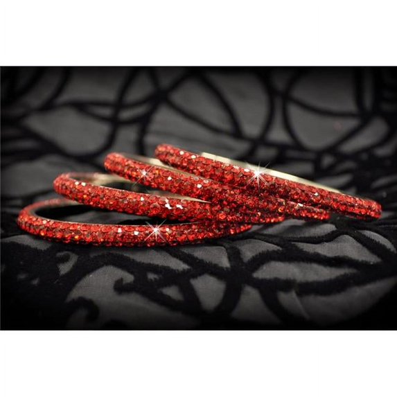 3 Rows Rhinestone Bangle, Red