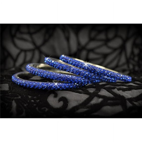 3 Rows Rhinestone Bangle, Royal Blue