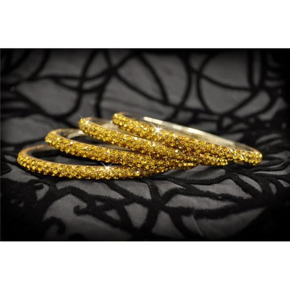 3 Rows Rhinestone Bangle, Topaz