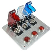 3 Rows Safety Cover Toggle Switch with Red Indicator Light Aluminum Plate 12V 20Amp