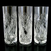 Set of 3 CUT Crystal HOT TEA Glasses for Metal Glass Holder Podstakannik